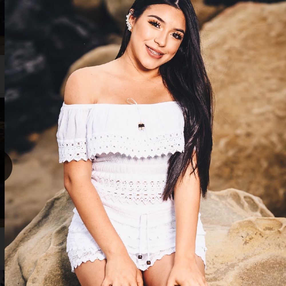 2 piece all white beach outfit